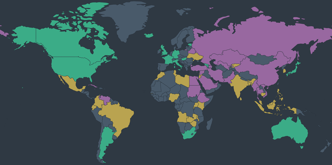 Governmantal blocking Map - Freedom of Internet