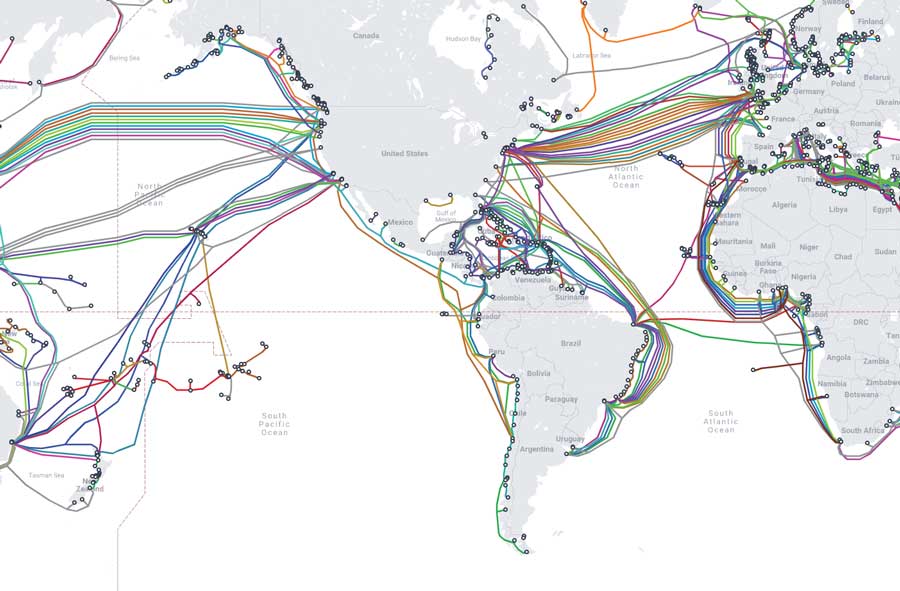 submarine cables in South America